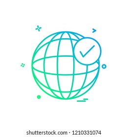globe tick icon vector design