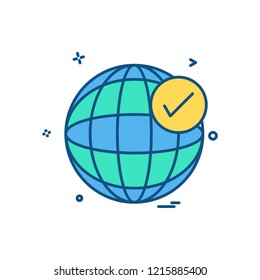 globe tick icon vector design