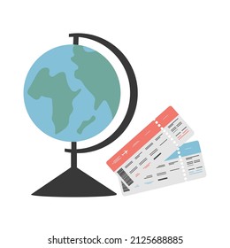 Globe y entradas sobre fondo blanco para uso en el clipart. Objetos aislados de vectores para su uso en el diseño web