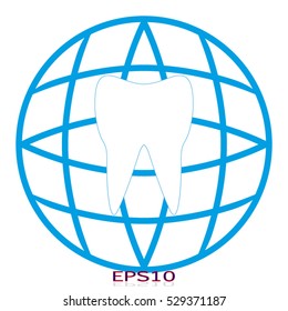 globe, tooth, icon, vector illustration, eps10,