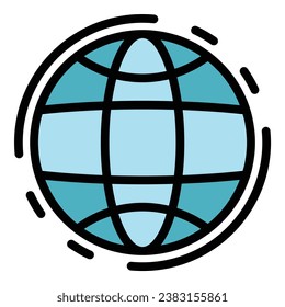 Globe tour icon outline vector. Earth tour. Planet travel color flat