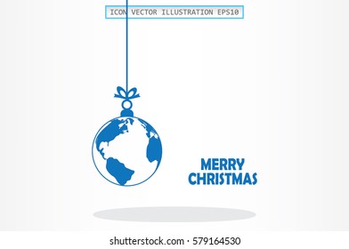 globe toy christmas icon vector 