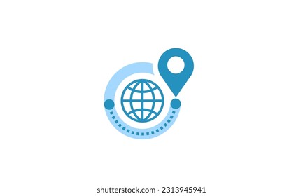 globe tracking map icon, location pin, logotype web website app button vector illustration