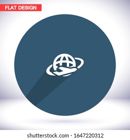 Globe and travel by plane. Aircraft flies around the earth. globe and tourism. vector graphics of the planet and the plane. 10 eps travel