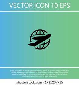 Globe and travel by plane. Aircraft flies around the earth. globe and tourism. vector graphics of the planet and the plane. 10 eps travel