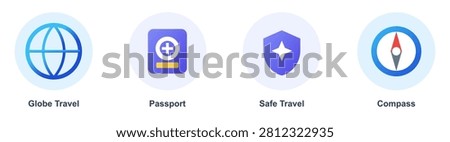 Globe Travel icon, global journey navigation concept, international tourism and exploration symbol, blue gradient vector