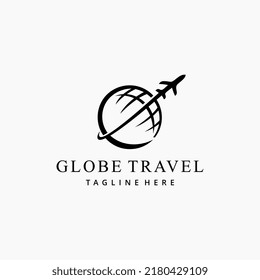 Diseño del logotipo de viaje de Globe ilustración vectorial fondo aislado