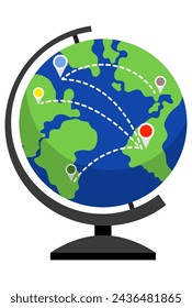 globe with travel marks vector illustration