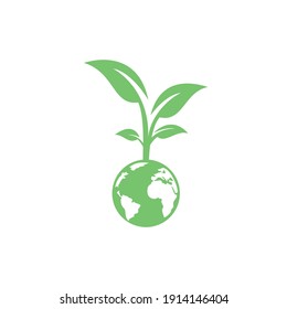 Globe tree vector logo design template. Planet and eco symbol or icon.	