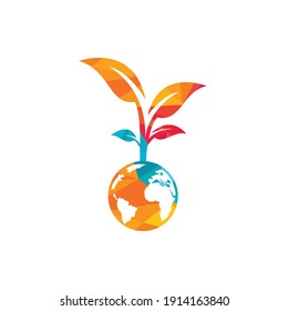 Globe tree vector logo design template. Planet and eco symbol or icon.	