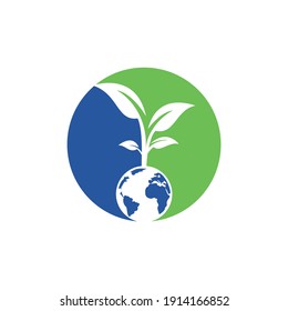 Globe tree vector logo design template. Planet and eco symbol or icon.	