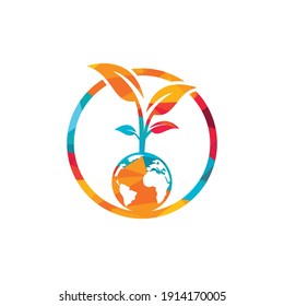 Globe tree vector logo design template. Planet and eco symbol or icon.	