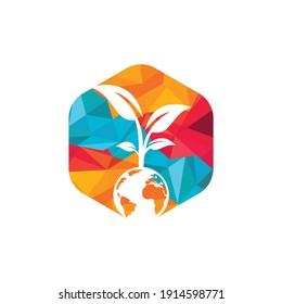 Globe tree vector logo design template. Planet and eco symbol or icon.	