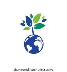 Globe tree vector logo design template. Planet and eco symbol or icon.	