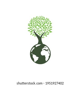 Globe tree vector logo design template. Planet and eco symbol or icon.	