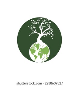 Globe tree vector logo design template. Planet and eco symbol or icon.	