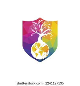 Globe tree vector logo design template. Planet and eco symbol or icon.	