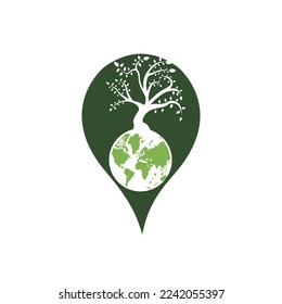Globe tree vector logo design template. Planet and eco symbol or icon.	