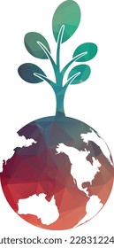 Globe tree vector logo design template. Planet and eco symbol or icon.