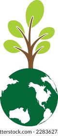 Globe tree vector logo design template. Planet and eco symbol or icon.