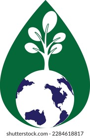 Globe tree vector logo design template. Planet and eco symbol or icon.