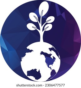 Globe tree vector logo design template. Planet and eco symbol or icon