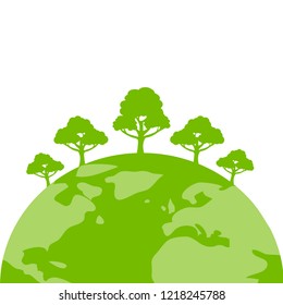 Globe and trees. Eco concept. Flat design, vector.