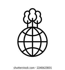 globe with trees, global forest, environment and ecology symbol icon vector
