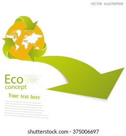 The globe of triangular recycling symbol. Ecology concept, save the Planet. Vector illustration modern template design.