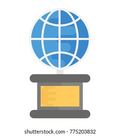 A globe trophy flat icon