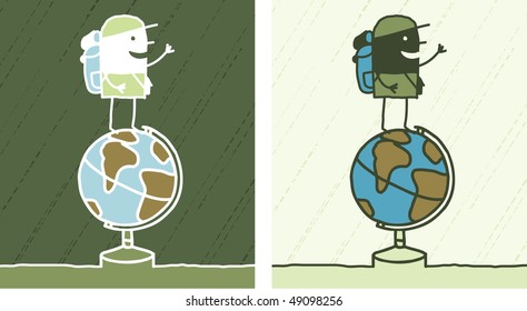 globe trotter colored cartoon