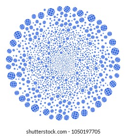 Globe twirl source. Object cluster designed from scatter globe symbols. Vector illustration style is flat iconic symbols.