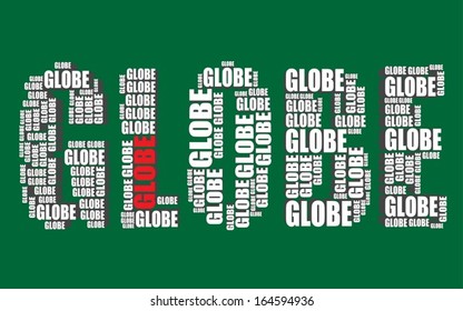 globe typography 3d text word art vector illustration globe word cloud