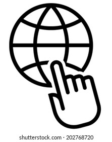 Globe under finger icon