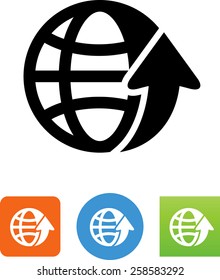 Globe with upward pointing arrow icon