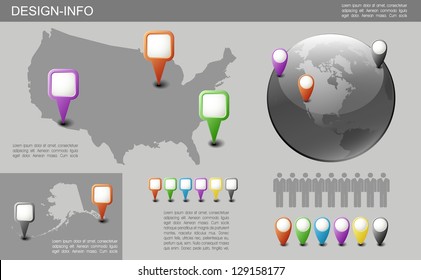 Globe and USA Map with Pointers vector