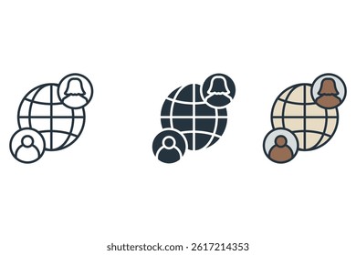 globe user icons isolated on White Background. Flat style design