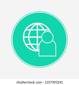Globe and user vector icon sign symbol