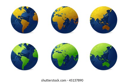 Set Planet Earth Set Earth Globe Stock Vector (royalty Free) 1750136390 