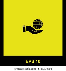 Globe vector black icon. Isolated illustration. Business picture.