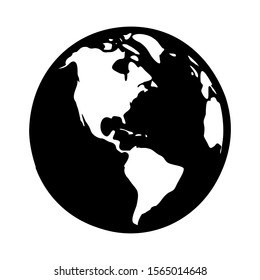 globe vector black and white. colors earth icon isolated. 