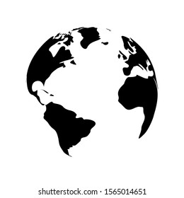 globe vector black and white. colors earth icon isolated. 