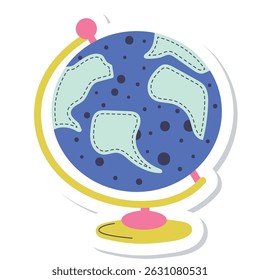 globe vector cartoon sticker on the white background.
