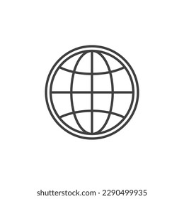 Icono o símbolo de contorno redondo de concepto de vector de globo 