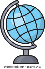 globe vector flat line icon 