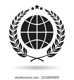 Globe vector icon, abstract peace symbol on white background, web design flat insignia.