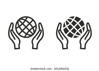 Globe vector icon. Black illustration isolated on white background for graphic and web design.