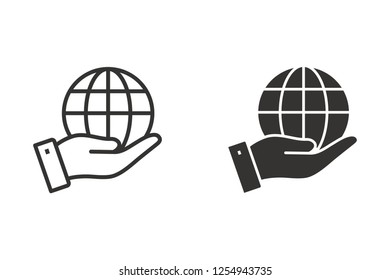 Globe vector icon. Black illustration isolated on white. Simple pictogram for graphic and web design.