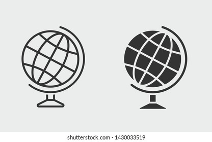 Globe vector icon. Black illustration isolated on white. Simple pictogram for graphic and web design.