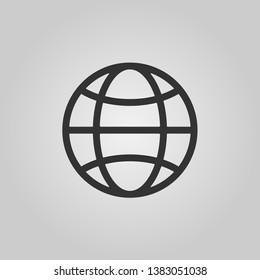 Globe vector icon. Black icon isolated on white background. Element of navigation for web concept and web apps. Vector illustration.